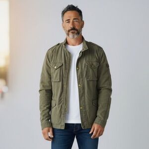 B17 Men’s Heritage 1981 Full Zip Military Drab Green Trendy Lightweight Jacket L